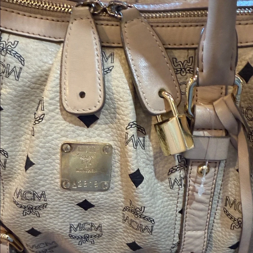 MCM Tan Monogram Satchel - Picture 6 of 9
